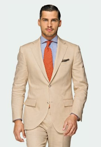 tan-color-summer-suit-orange-tie