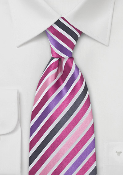 Bright Pink and Purple Striped Tie brightpinkpurpletie
