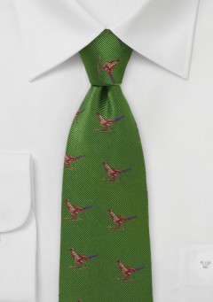 bird-hunting-necktie-green