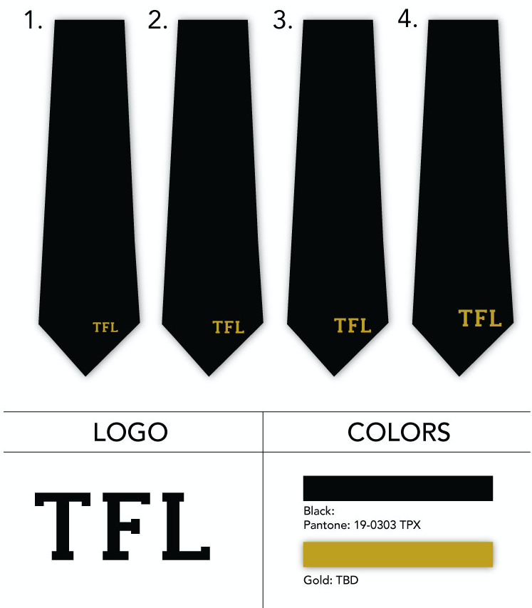 metallic gold logo neckties