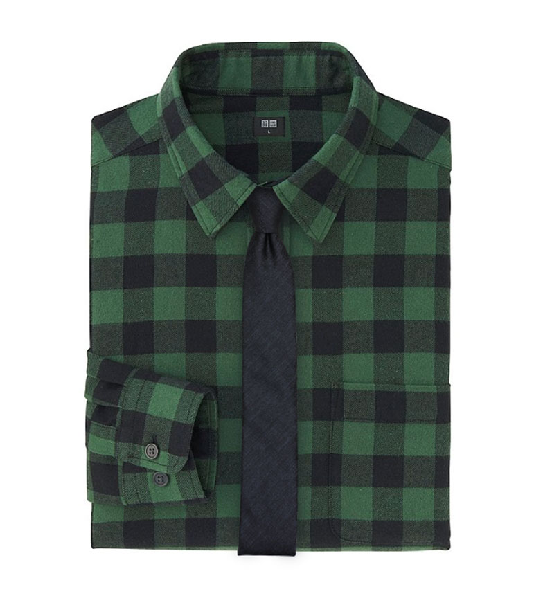 Mens Fall Flannel Shirt with Necktie