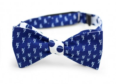 self tied double sided bow tie with logo
