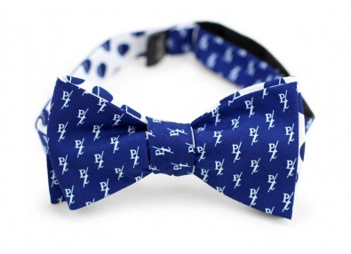 blue custom self tied bow tie