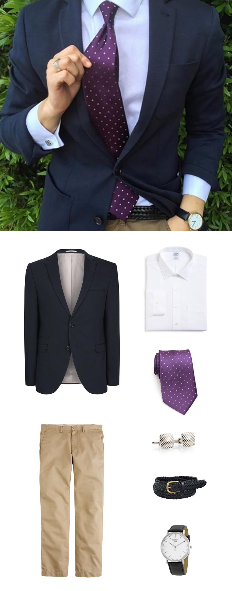 Menswear Classics - Navy Jacket + Small Dot Purple Necktie