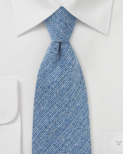 Mens Barleycorn Silk, Wool Blue Necktie 