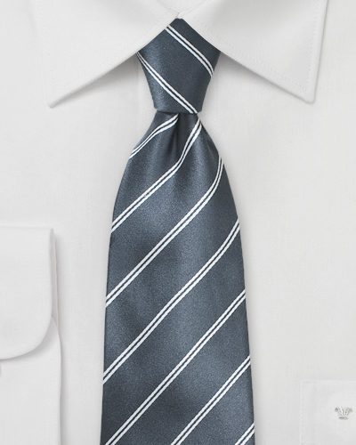 Gray Double Pinstriped Necktie