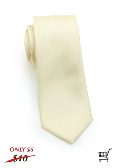 Matte Mens Skinny Necktie in Cream