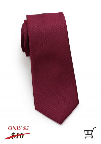 Burgundy Striped Textured Skinny Necktie