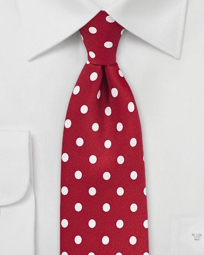 Cherry Red and White Polka Dot Tie