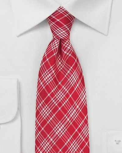 Checkered Designer Tie in Bright Red