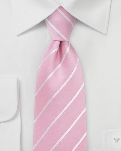 Bright Pink and White Striped Silk Tie