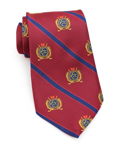 custom striped tie in burgundy and gold