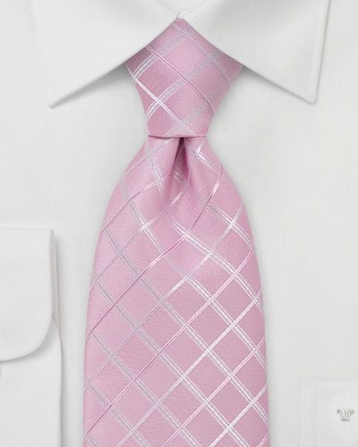 Pink Necktie with Checkered Pattern