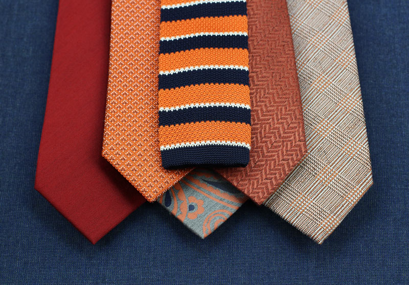 Mens Wool and Silk Ties In Autumn Orange