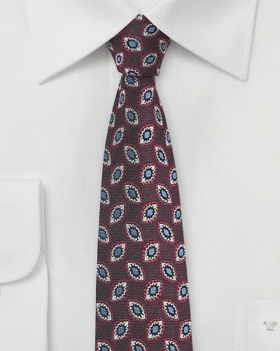 Vintage Design Skinny Tie in Dark Red