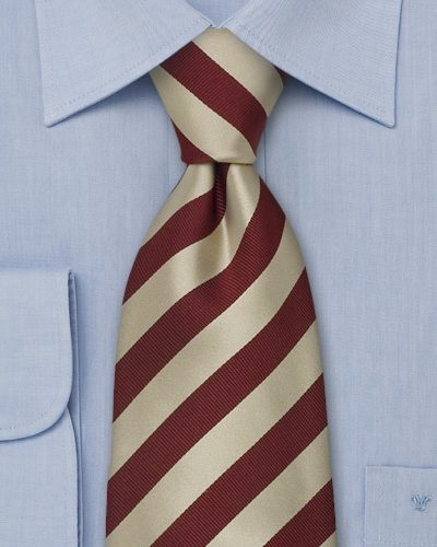 Burgundy and Gold Striped Silk Mens Tie