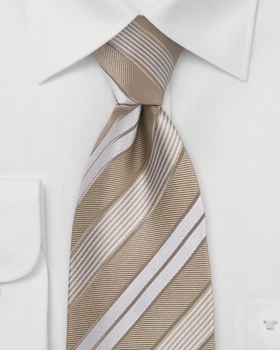 Wheat and Tan Striped Silk Mens Tie