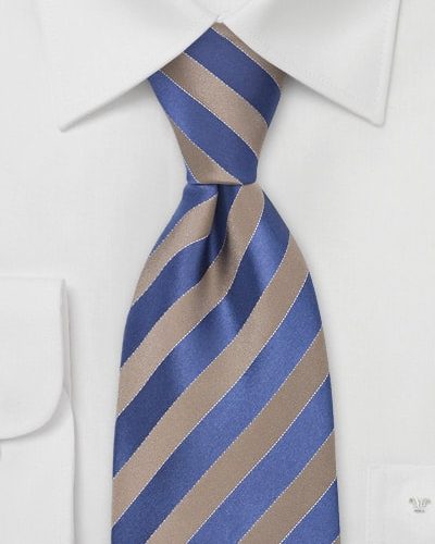 Tan and Blue Striped Mens Necktie