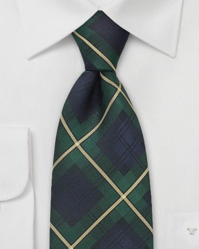 Cheap-Neckties Menswear Color of the Month: Classic Tartan Plaid Tie in Hunter Green