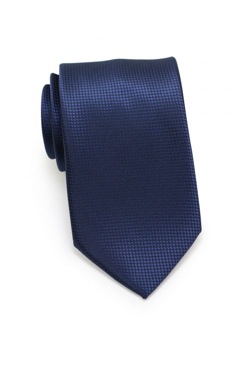 Textured Shiny Solid Mens Necktie in Navy