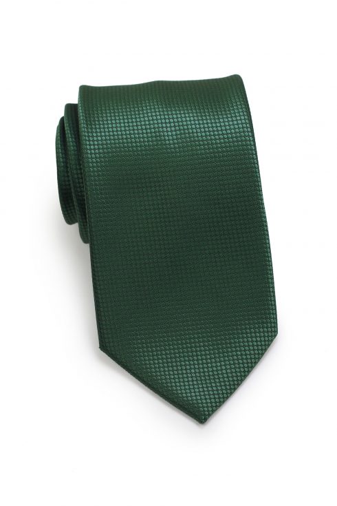 Textured Shiny Solid Mens Necktie in Dark Green