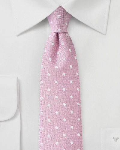 Summer Linen Tie in Pink with Polka dots