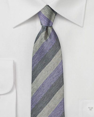 Striped Silk Tie in Lilac and Grays