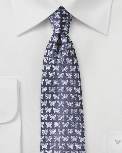 Mens Necktie with Butterfly Print in Violet