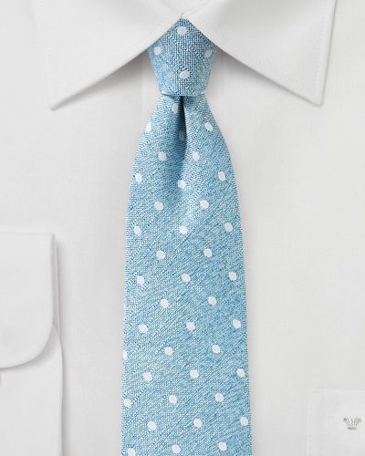 Aquamarine Blue Tie with Polka Dots