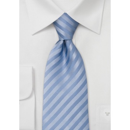 Baby Blue Silk Tie - Plain light blue necktie with small structured stripes