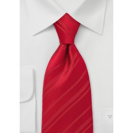 Striped silk tie in bright red