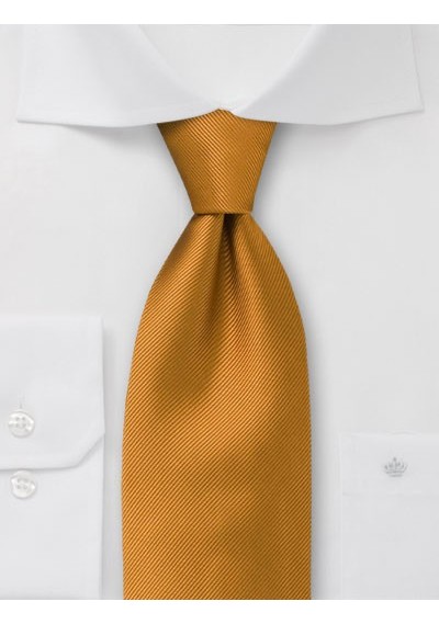 Solid color silk tie in bronze yellow color