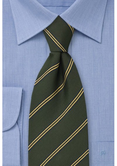 Britsh club tie "Sussex"  -  British silk tie in dark forrest green with fine stripes