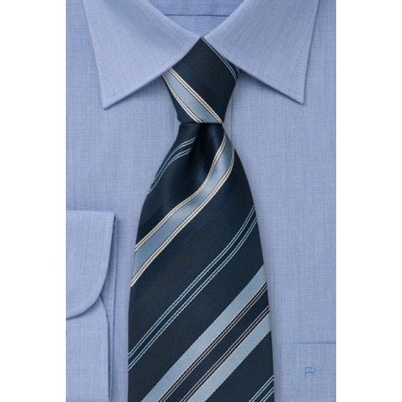 Navy blue striped tie  -  Dark blue necktie with diagonal stripes