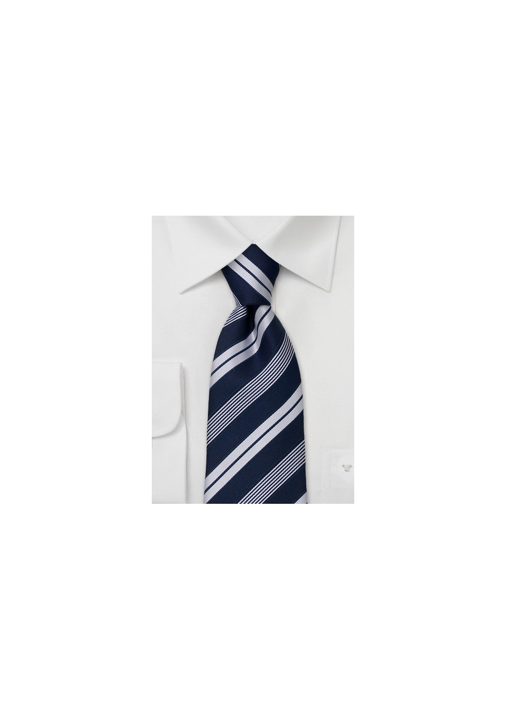 Extra Long Necktie - Navy Blue with lighter stripes