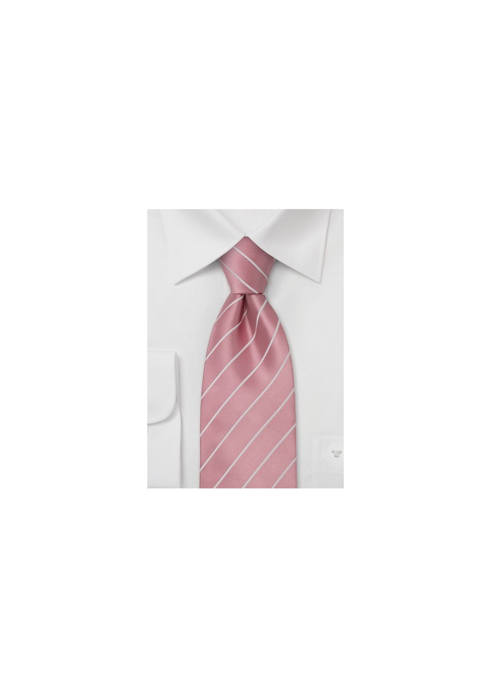 Business Tie -  Pink with fine white stripes