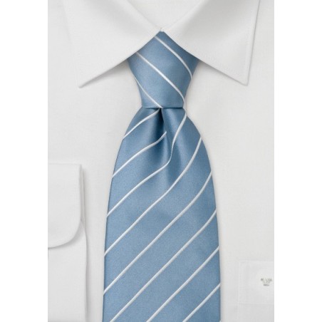 Striped light blue silk tie -  Necktie in baby blue with white diagonal stripes