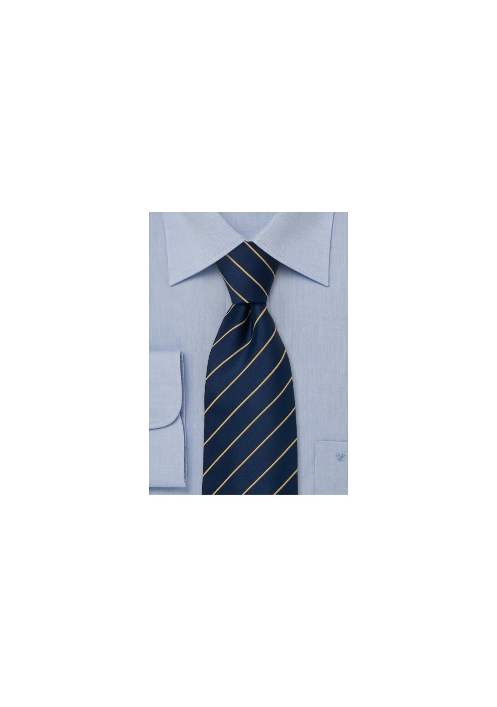 Business Tie - Blue with fine yellow stripes