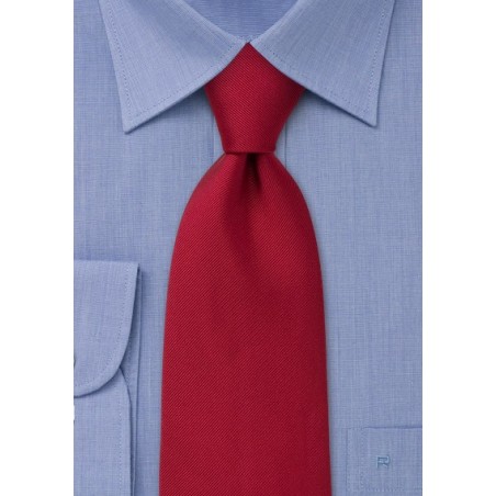 Solid Color Tie - Deep red with fine ripped striping pattern