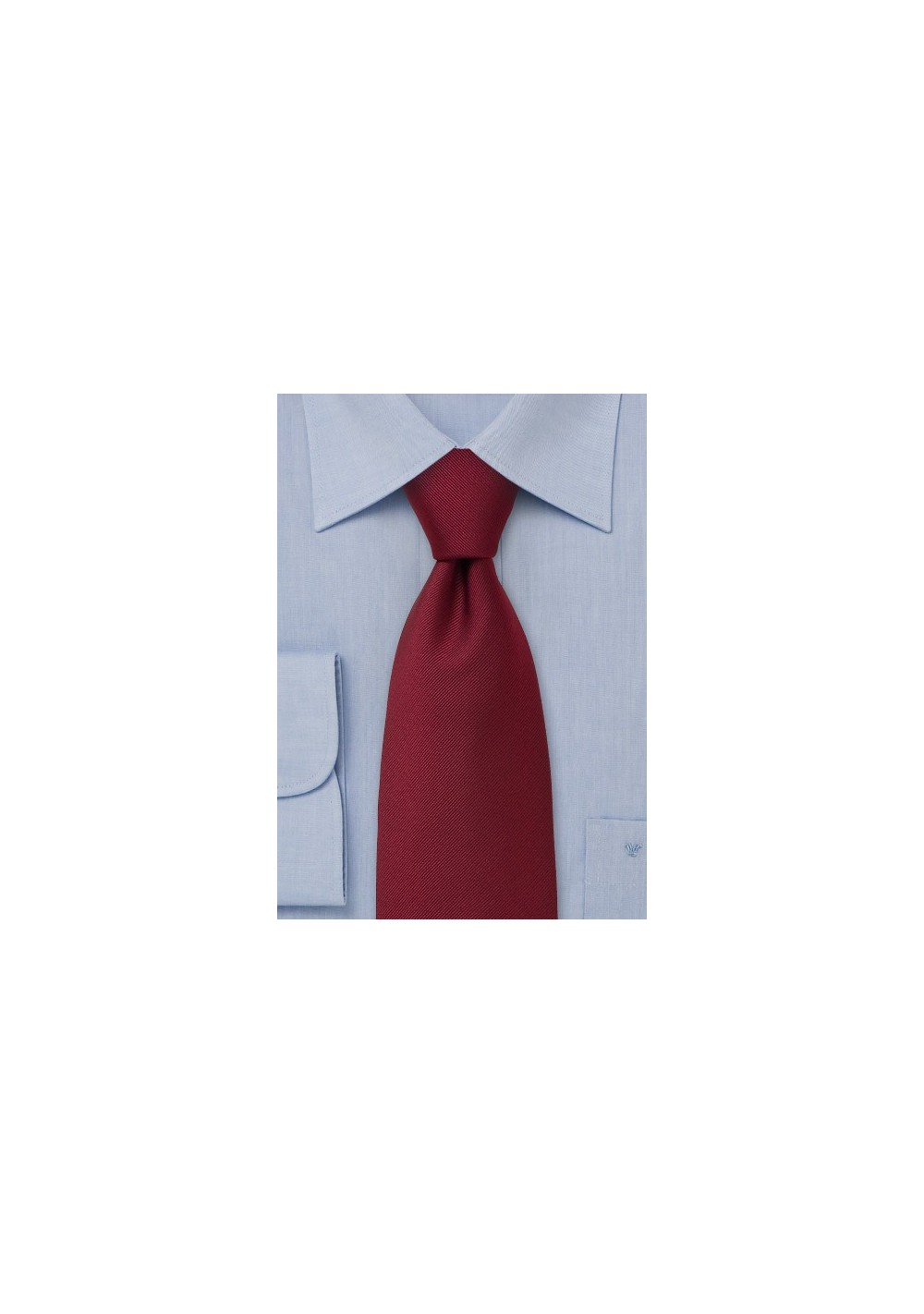 Solid color dark red tie  -  Burgundy red with fine ripped diagonal striping pattern