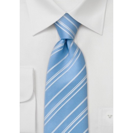 Striped Tie  -  Baby Blue Tie with fine white stripes