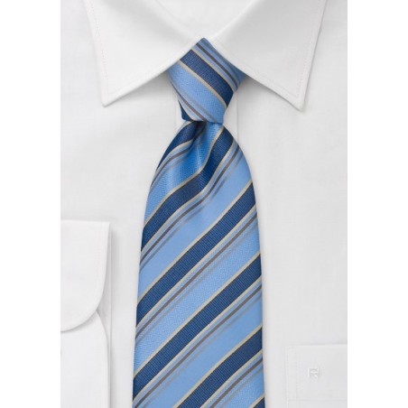 Sky blue striped tie  - Elegant tie with blue and gold stripes