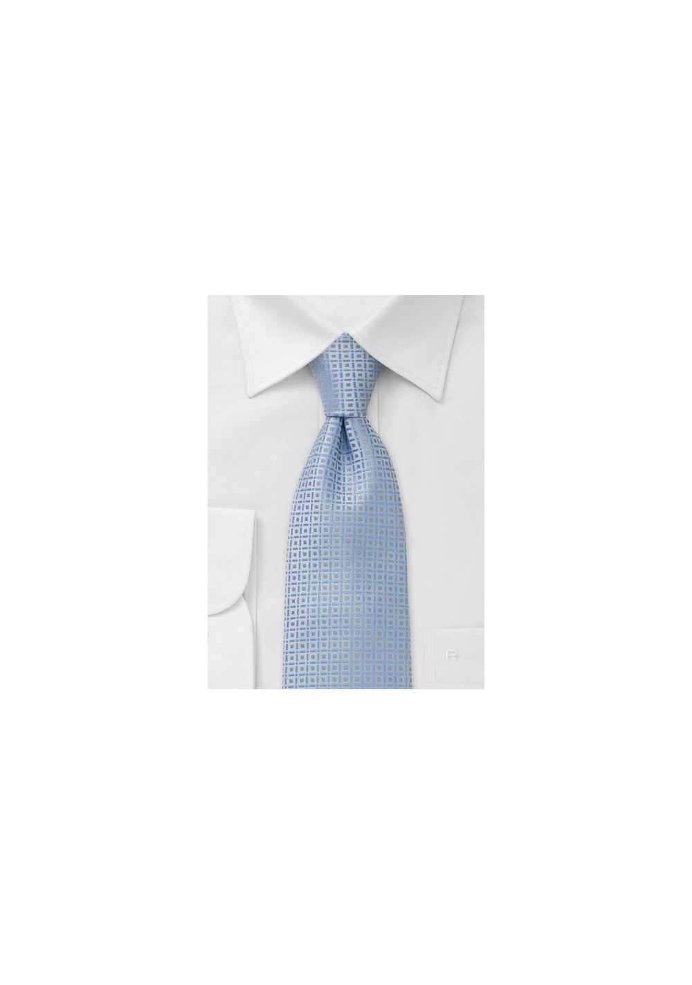 Baby blue necktie with fine square pattern