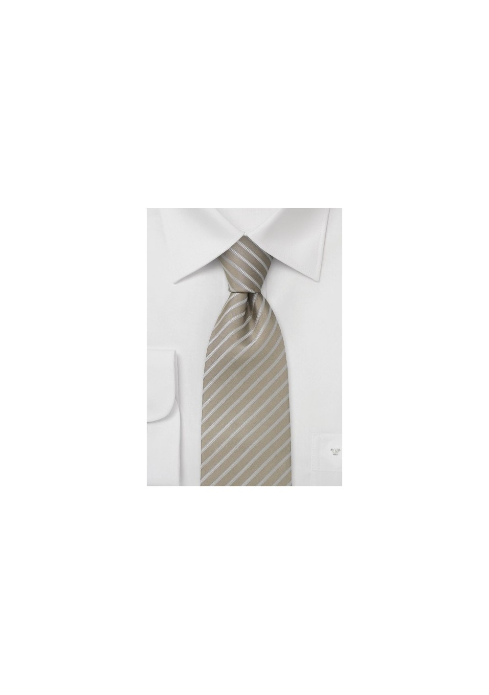 Tan color silk tie with narrow stripes