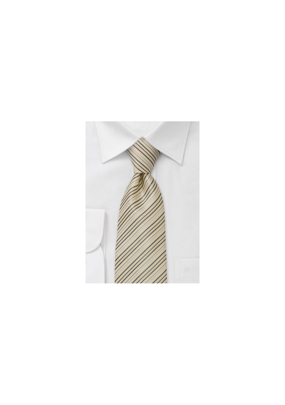 Striped microfiber tie in cream yellow