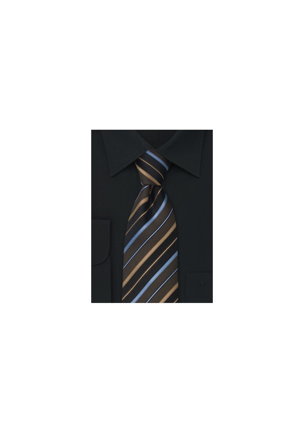 Brown striped silk tie  -  Necktie with modern diagonal stripes