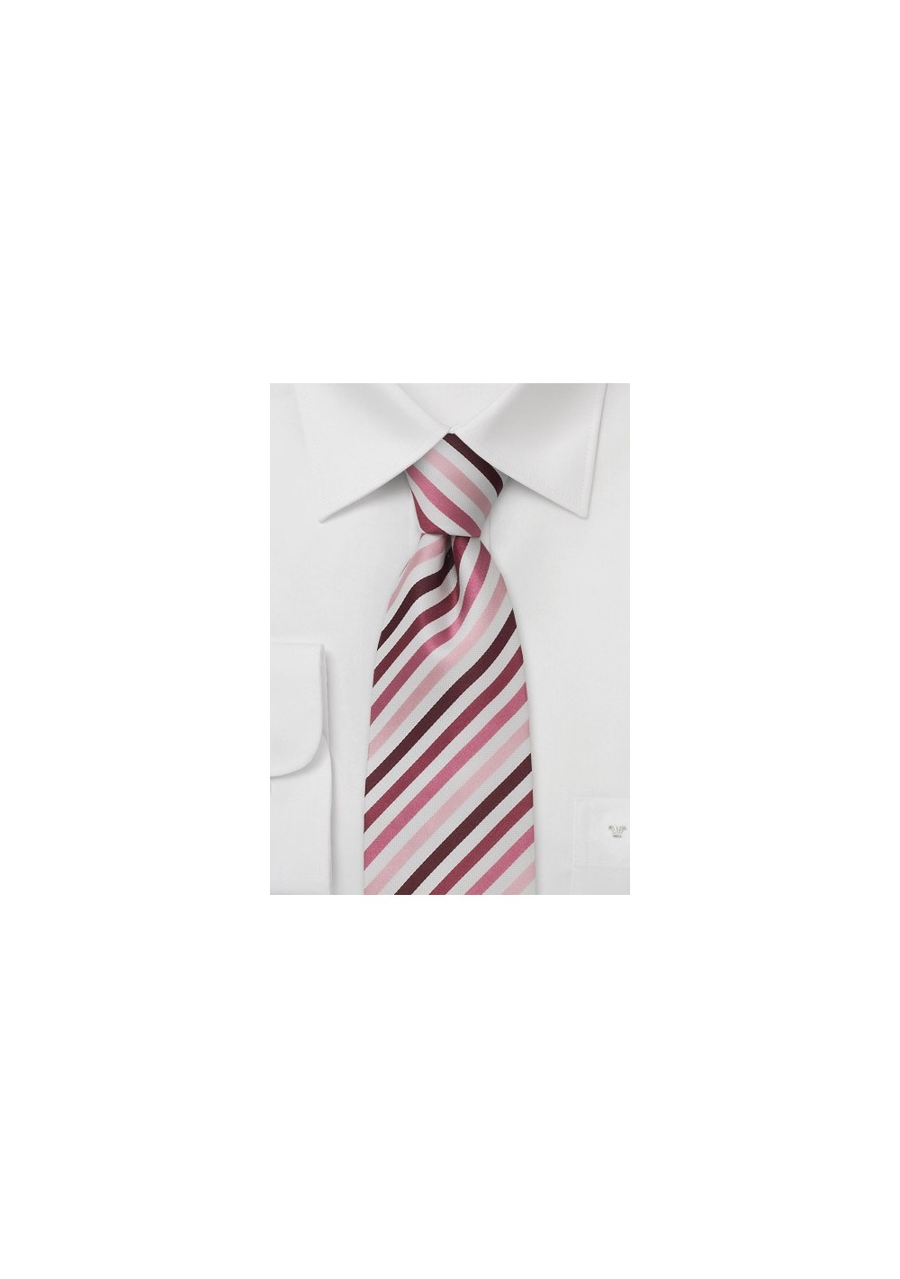 Narrow striped tie - Tie in light pink, rose, and purple.