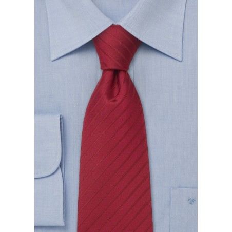 Red silk necktie - Handmade striped tie in venetian red