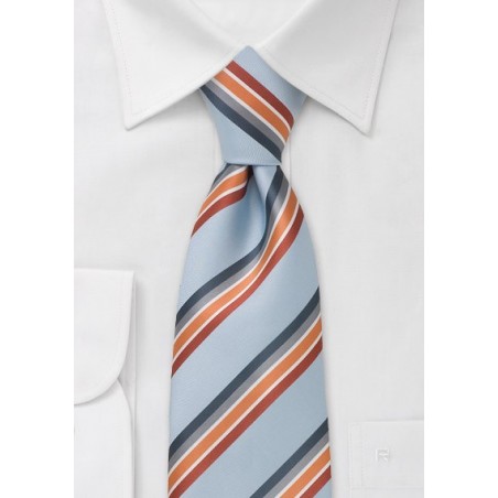 Light blue tie with modern stripes - Necktie made from Microfiber