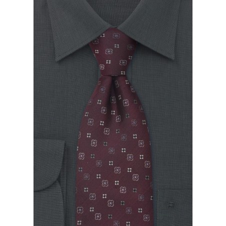 Designer neckties - Burgundy Red Silk Tie by Chevalier